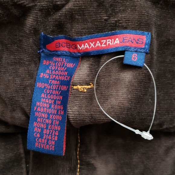 BCBGMAXAZRIA JEANS COUDUROY Brown PANTS size 6 - Picture 3 of 7